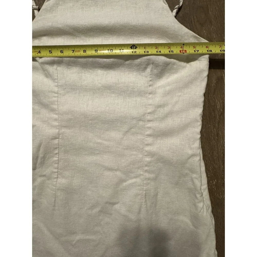 Abercrombie & Fitch Linen Strappy Mini Dress Cream Coastal Graduation L - Picture 7 of 13